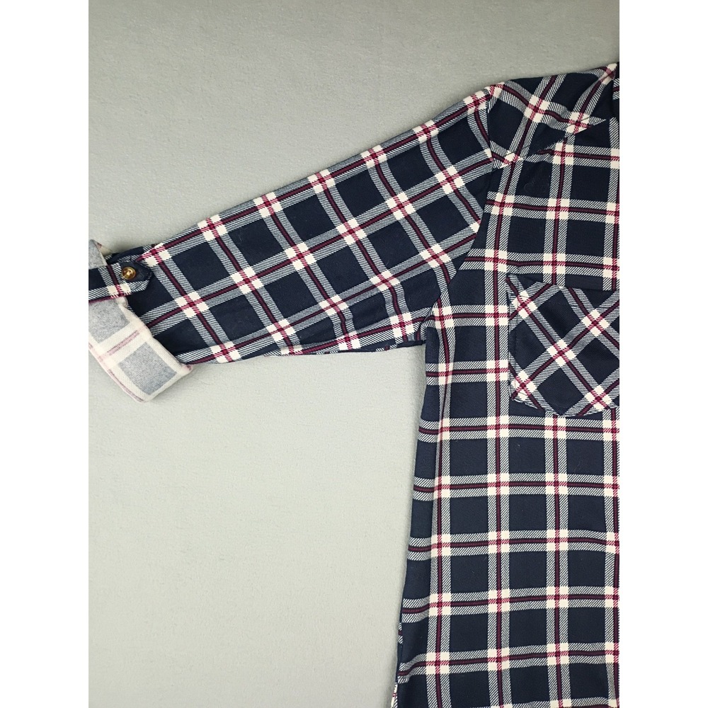 Eden & Olivia Button Up Shirt Women's Medium M Red Blue White Plaid Long Sleeves